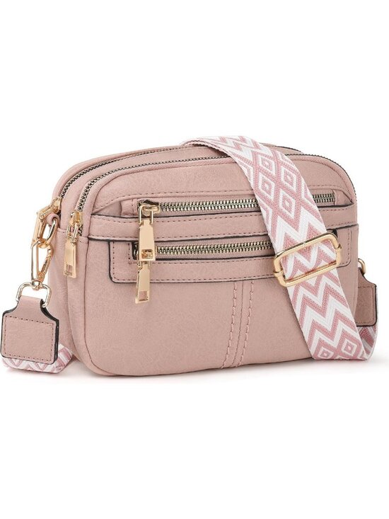 Handbags - Stylish Vegan Leather Crossbody Bag for Women - 6-Pocket Travel Purse & Gift